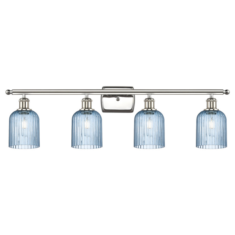 Fiennes 4 - Light Dimmable Vanity Light, Polished Nickel, Blue