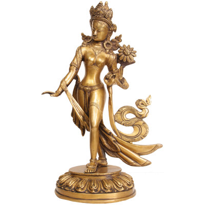 Déesse bouddhiste tibétaine debout Tara Dhoti gravée de motifs floraux