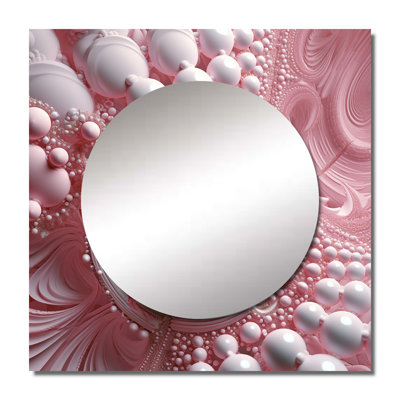 Alien Fractal Space Universe In 3D Pink XII - Fractals Large Square Mirror Wall Decor For Bedroom