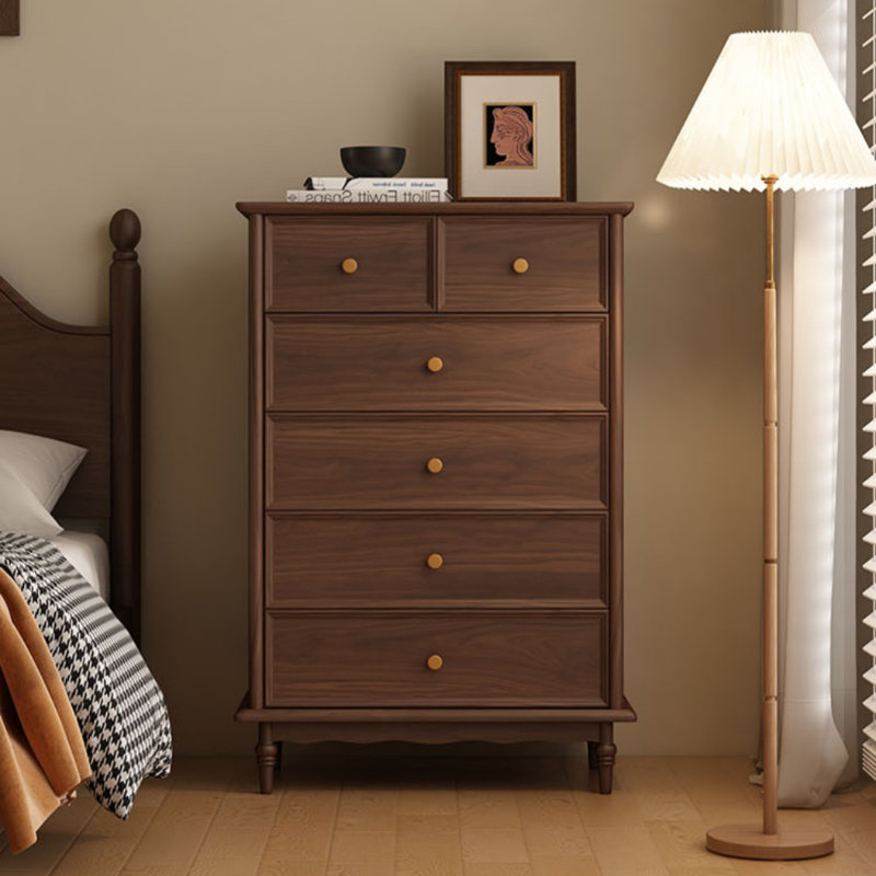 Commode décorative en bois massif noyer noir pour chambre à coucher