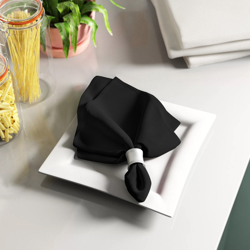 Polyester Solid Colour Square Napkin, Black