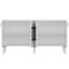 Console moderne blanc et or, panneau de particules recouvert de mélamine à 100%, épaisseur: 0,7 pouce | Plusieurs tablettes, conception à fixation murale, esthétique géométrique élégante pour la décoration intérieure-1972707729