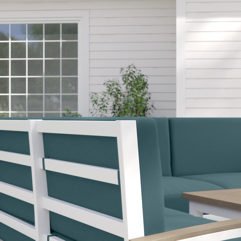 Travira 7-Piece Modular Seating Set and Table, Tekwood Vintage , Ice Blue