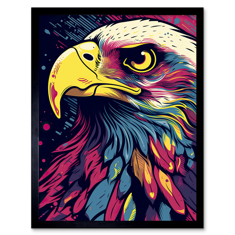 Bohden Bald Eagle Portrait Colourful Feathers USA Symbol Pop Art Single Picture Frame Wall Art