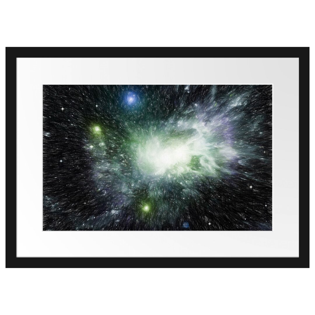 Gerahmtes Poster Ferne Galaxie im Sternenstaub