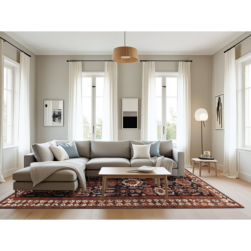 Tapis brun turc lavable à la machine, Rectangulaire 8 pi x 10 pi