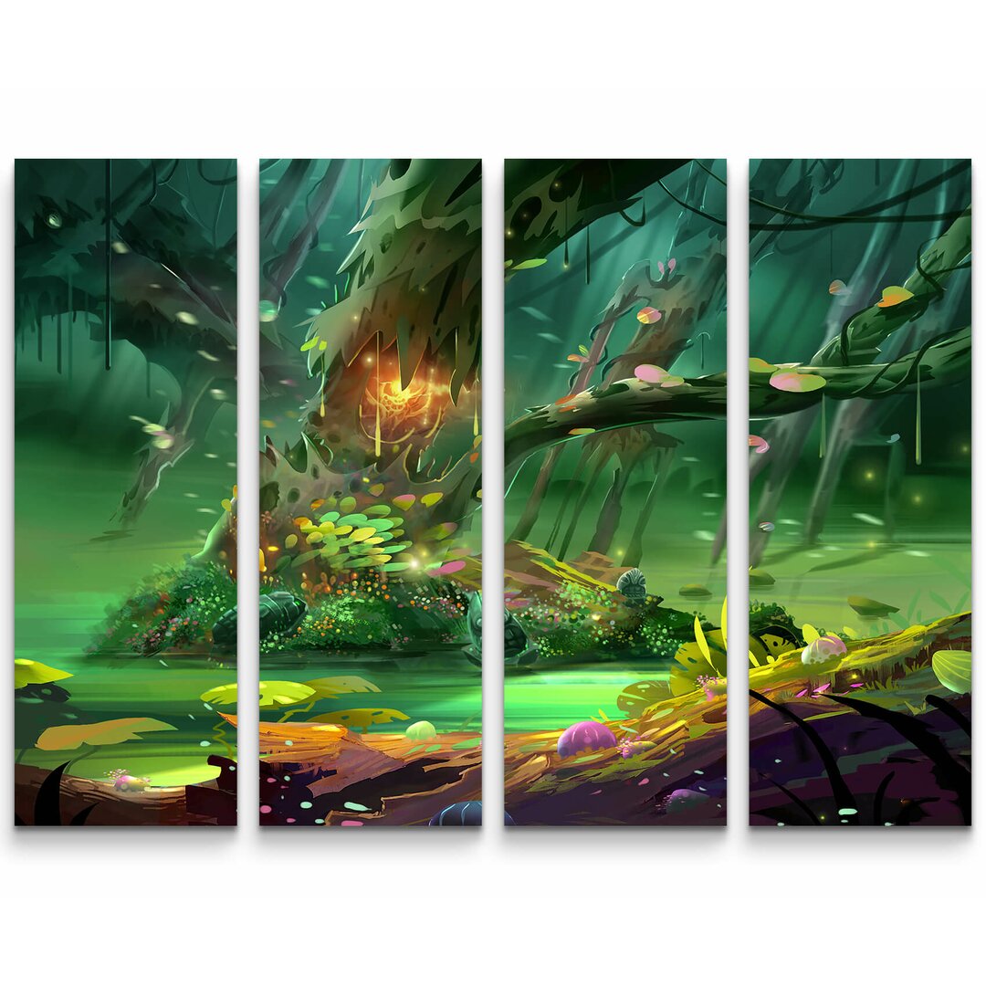 4-tlg. Leinwandbilder-Set Magischer Wald - Illustration