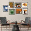 Multicolore coloré Mid-Century Groke Paint Stroke, abstrait géométrique, encadré sur papier, 7 pièces-92573589-99535723