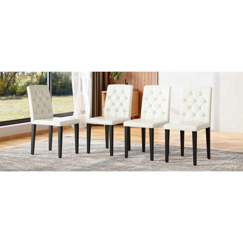 Ensemble de 4 chaises de salle à manger Pu, Noir, Blanc
