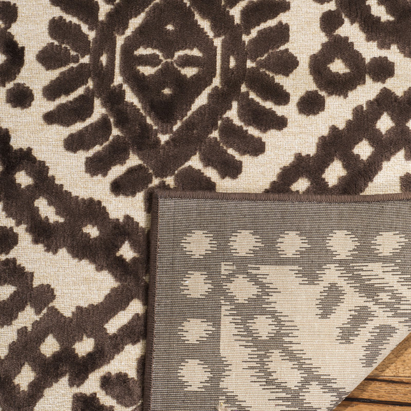 Tapis ronce touffeté à la main à motif ikat, Rectangle 8 pi x 11 pi 2 po