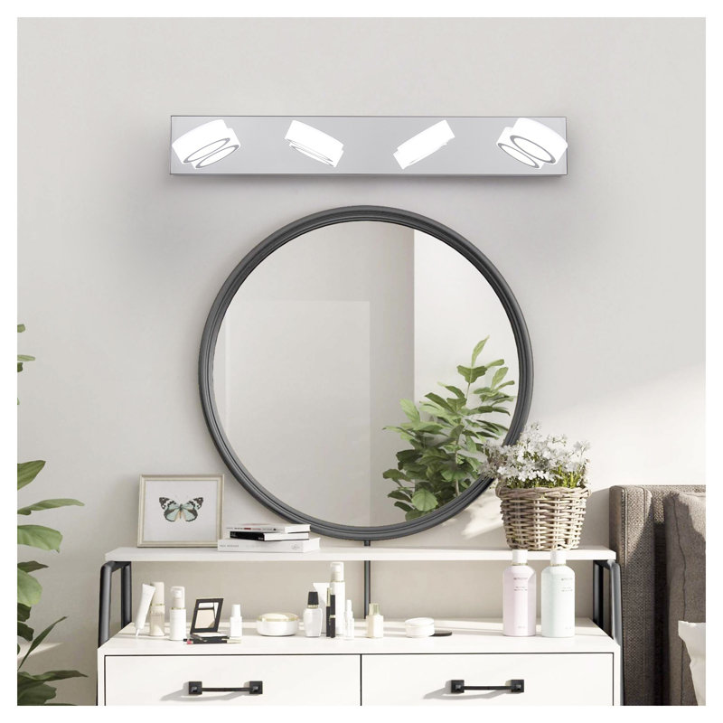 Luminaire de salle de bain moderne 29 po à 4 lumières DEL avec luminaire en chrome élégant pour miroir, douche et décoration de salle de bain