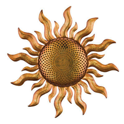 Décoration murale d'extérieur en métal 25 pouces avec finition multicolore résistante aux intempéries pour l'intérieur et l'extérieur - Soleil solaire