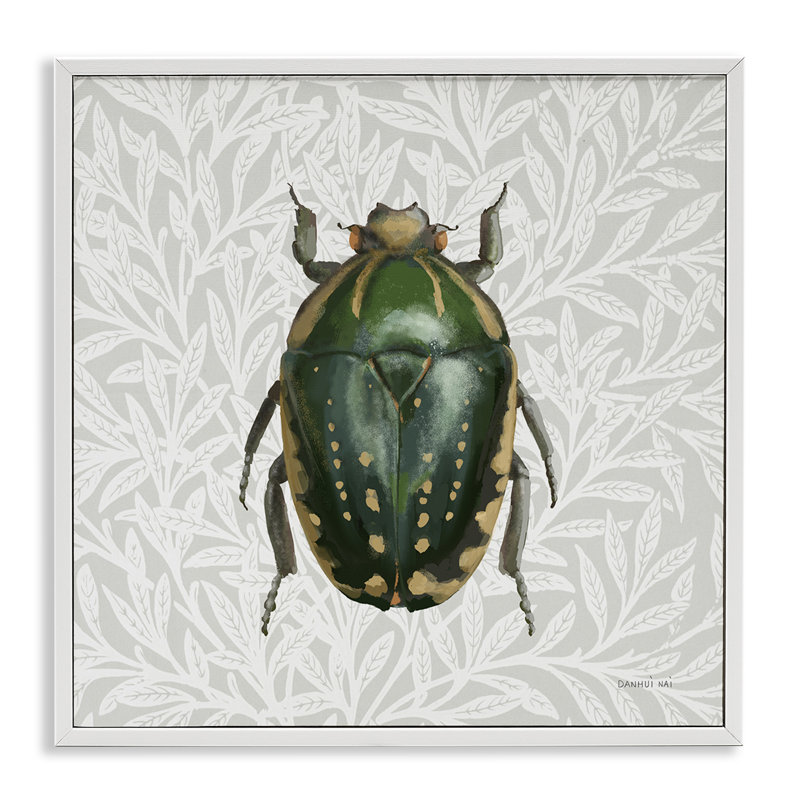 Coccinelle avec motif botanique, estampe numérique par Danhui Nai, Estampe numérique encadrée blanc bord de mer