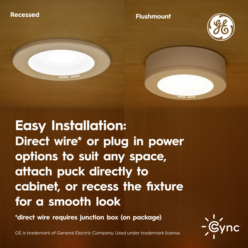 Lumières rondes à DEL GE Cync Reveal, lumières à changement de couleur intelligentes, 3 po