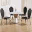 Table de salle à manger 47 po argentée et blanche avec base en acier inoxydable - table de cuisine moderne-1157989484-1157989483