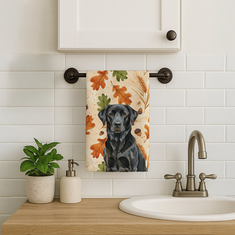 Black Labrador Retriever Heirloom Fall Kitchen Towel, Black Labrador Retriever