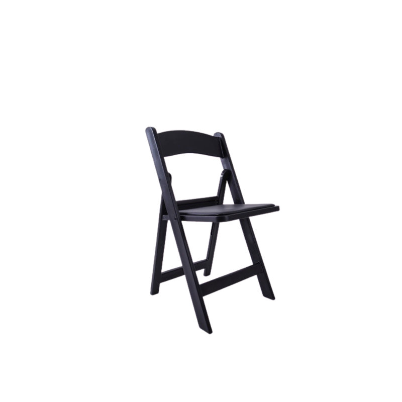 Chaise pliante rembourrée en vinyle Tarrison, Noir