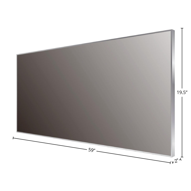Matt Aluminum 20" Wide Framed Bathroom Mirror, Gray, 59" x 19.50"