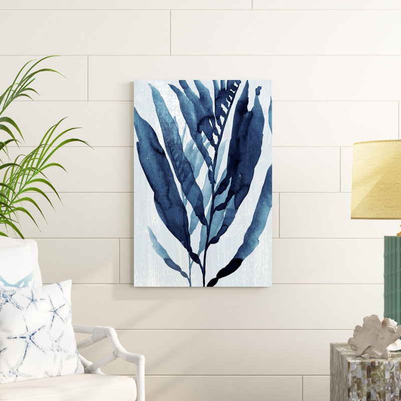 Bleu Drift I, H 36 po x l 24 po, Toile avec cadre argenté, Non