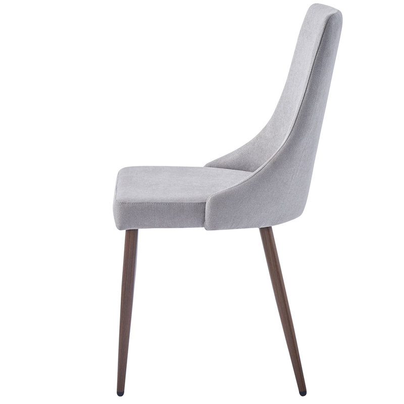 Ensemble de 2 chaises de salle à manger Henry en tissu, gris et noyer