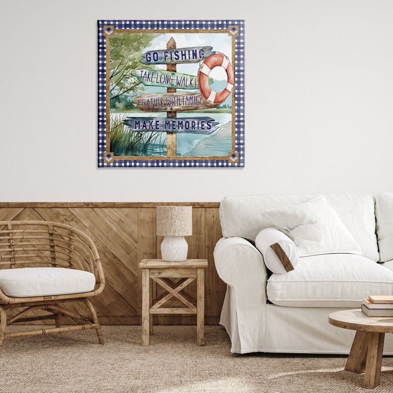 Plaid Border Lake, toile signée par Nicole DeCamp, H 36 po x l 36 po