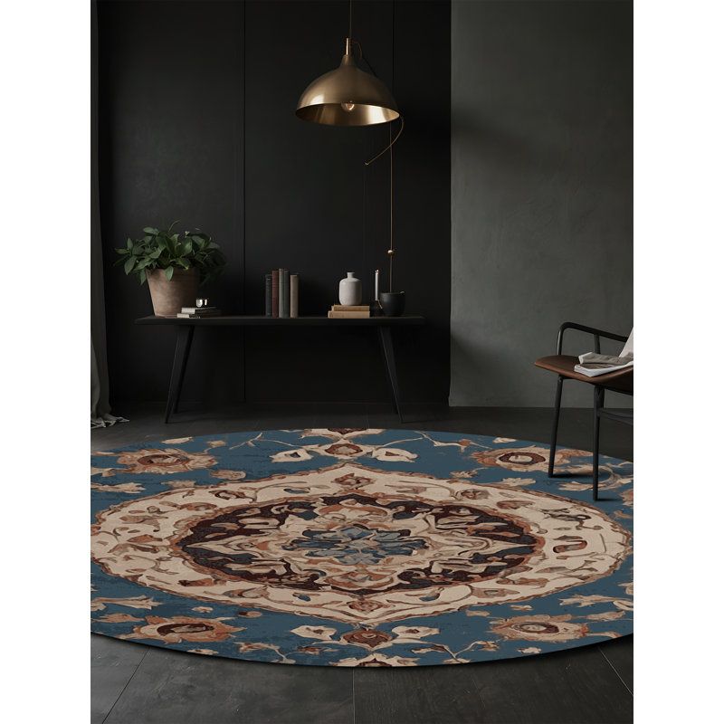 Machine Washable Gray Area Rug, Round 3'