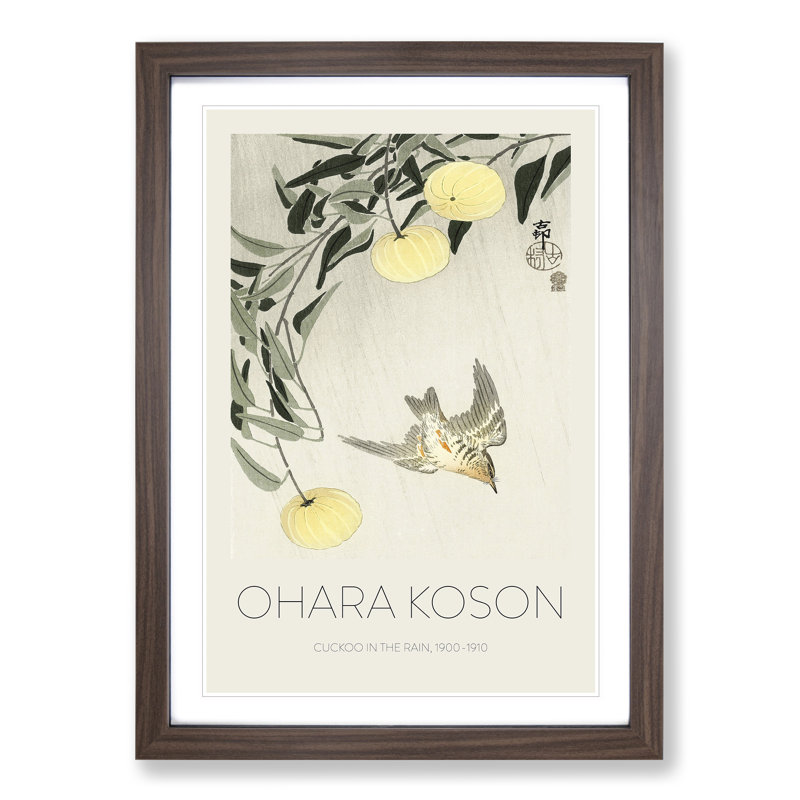 Cuckoo Bird In Flight by Ohara Koson - Single Picture Frame Print, 65cm H x 48cm W x 2cm D, Walnut Framed