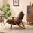 2Pcs Chenille Upholstered Accent Chair With 5-Position Adjustable Backrest, Rubber Wood Arms, Indoor Leisure Chair-29903620