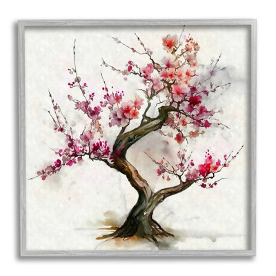 «Cherry Blossom Bonsai Tree» encadré sur bois par Ziwei Li, impression