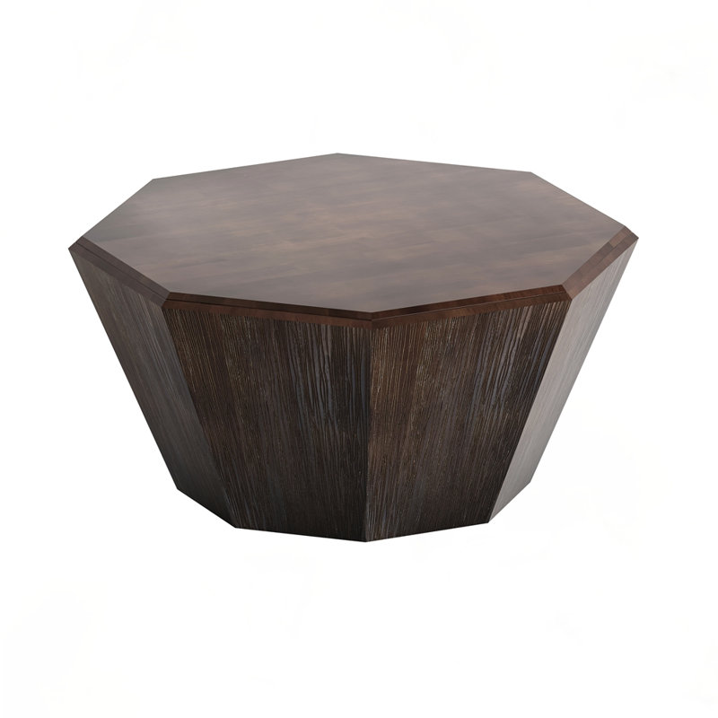 Table basse octogonale en bois d'hévéa, Noyer