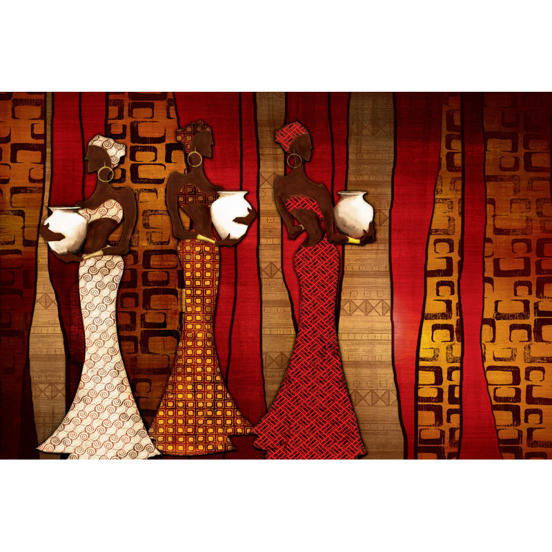 Pottery Women Adjusted 2 - Wrapped Canvas Painting, 20cm H x 30cm W x 3.8cm D