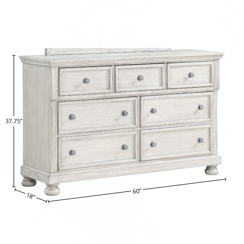 Commode sept tiroirs gris antique, Naturel