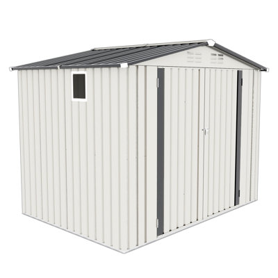 Monaco Modern Metal Storage Shed with Peaked Roof and Lockable Door