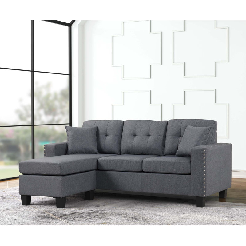 Canapé modulaire moderne en lin avec méridienne réversible