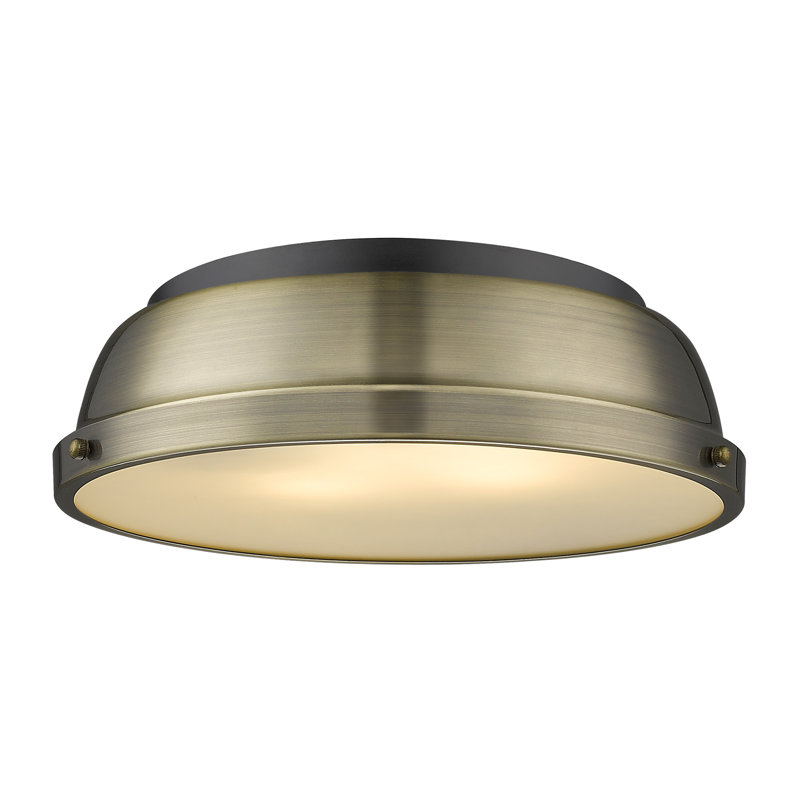 Plafonnier encastré 2 lumières Calico, Laiton vieilli, Noir mat