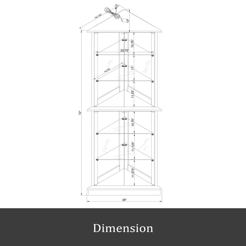 Armoire d'angle Curio, Noyer