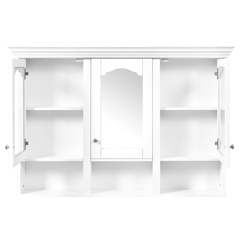Armoire de salle de bain 47,8 "- 6 tablettes spacieuses, conception moderne avec 5 tablettes et plus, 3 compartiments ouverts, rangement