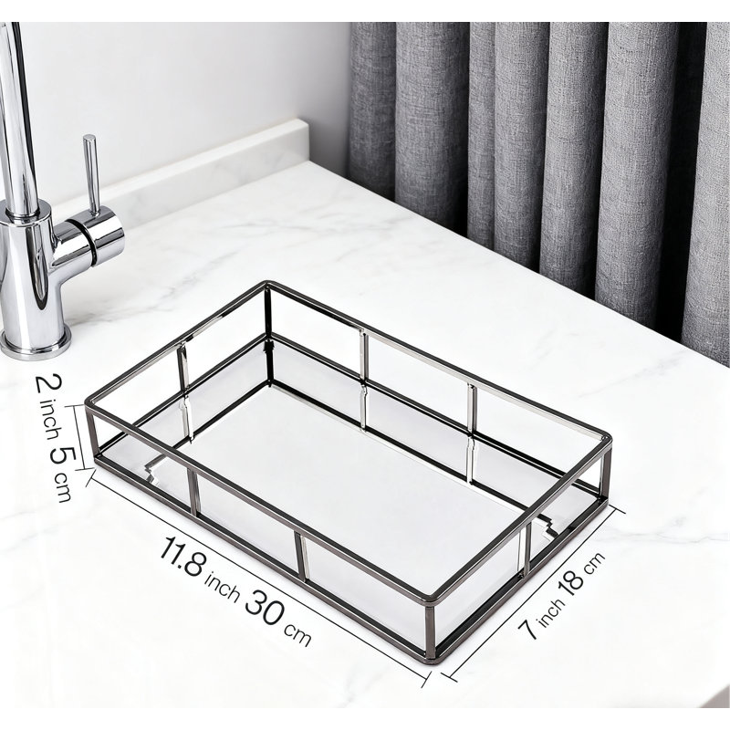 Ornate Mirror Tray, Decorative Vanity Tray For Jewelry, Perfume & Makeup Organizer, Elegant Dresser Tray For Bathroom, Bedroom & Vanity