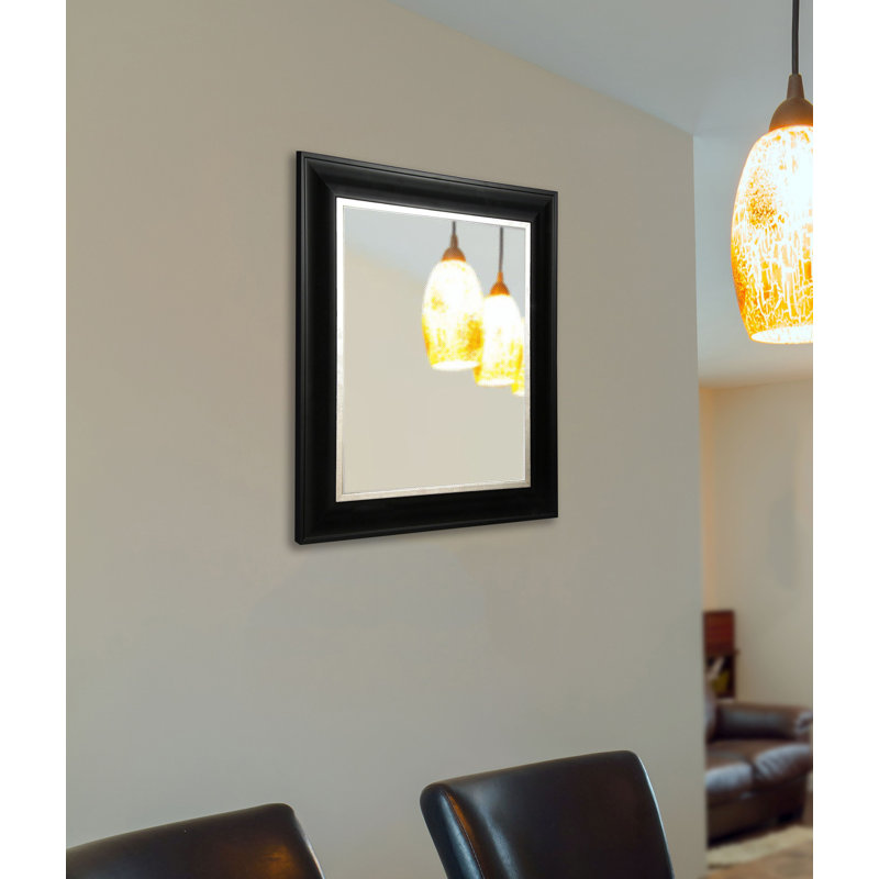 Wood Flat Wall Mirror, 25" H x 49" W