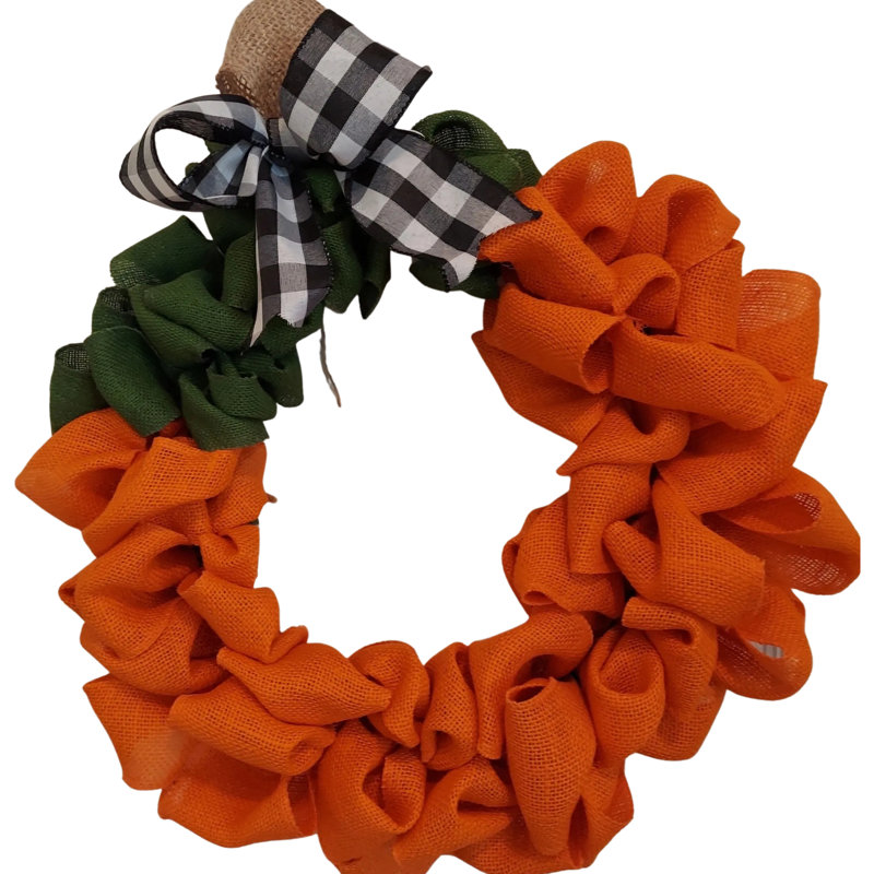 Handcrafted Faux Pumpkin & Gourds Burlap 18'' Wreath
