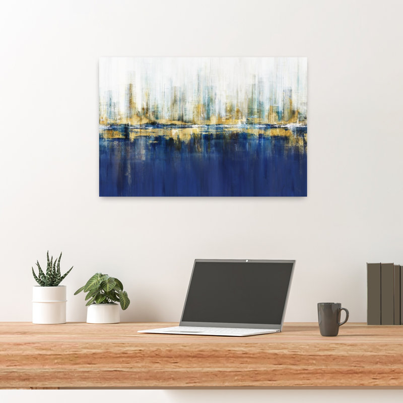Ultramarine, horizon, art urbain moderne abstrait, H 16 po x l 24 po