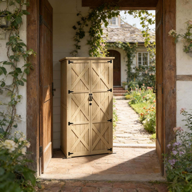 Freestanding Storage Cabinet, Black/White Oak