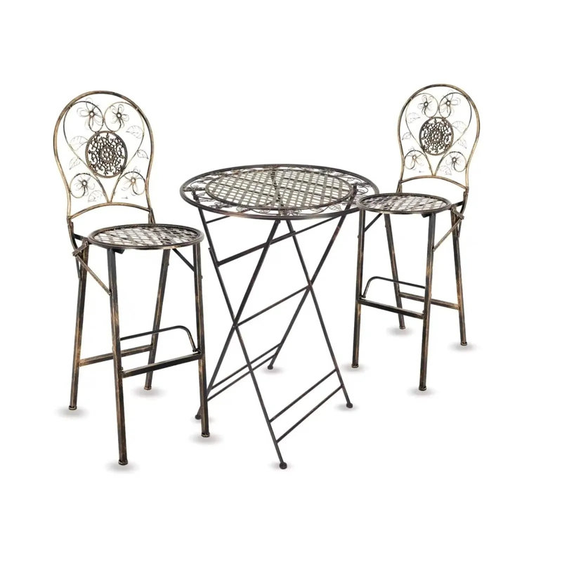 Barcelona Bistro Set 32" Table & 2 Barstools by Chivari, Copper