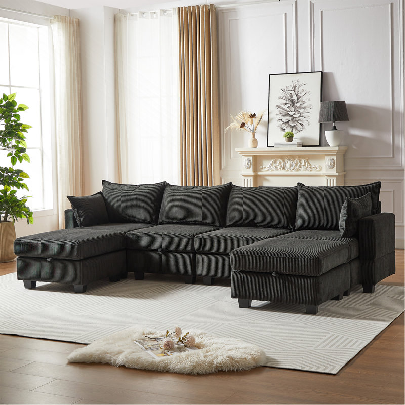 Canapé modulaire 113,5 po Sectiona, Noir