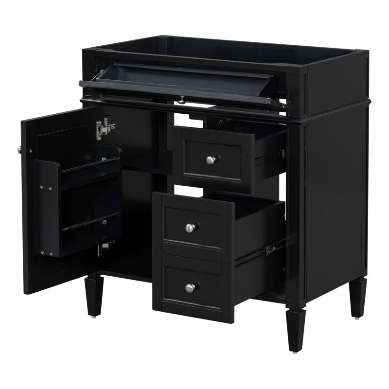 Bathroom Cabinet, Wood Frame Storage Cabinet With Two Drawers And A Tip-Out Drawer