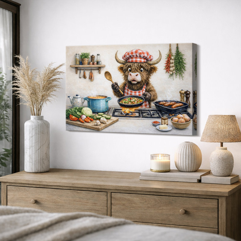 Chef Chef Cow, H 32 po x l 48 po x P 1,5 po, Toile tendue
