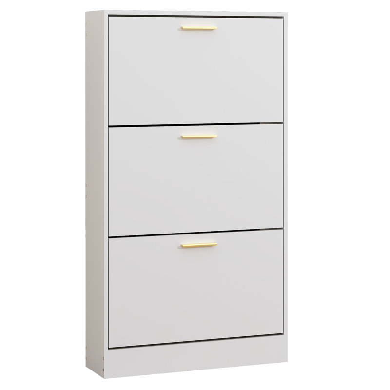 Armoire de rangement pour chaussures 18 paires avec 3 tiroirs rabattables, Blanc