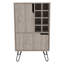 Armoire à porte simple L Bar, huit porte-bouteilles encastrés, quatre pieds, gris clair
