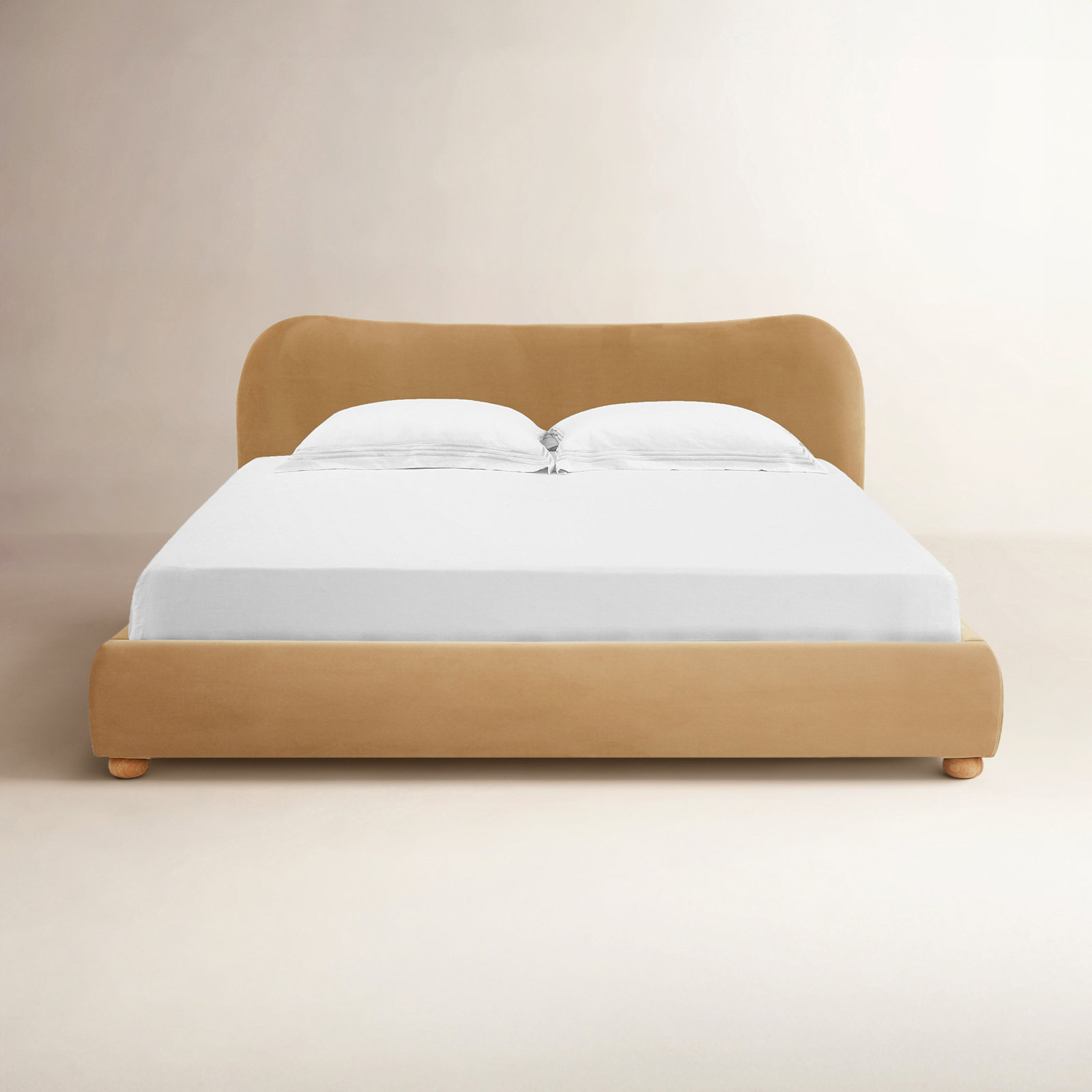 Liza Upholstered Bed, King, Light Brown Velvet