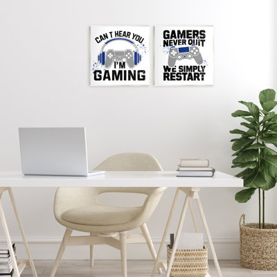 Ensemble de 2 plaques murales Gamer, phrases par Kim Allen